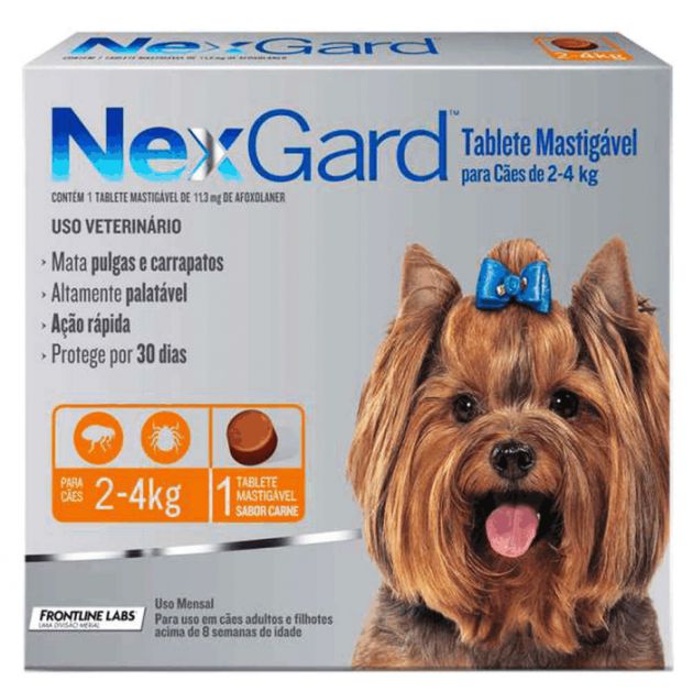 Antipulgas e Carrapatos Merial NexGard 11,3 mg para Cães de 2 a 4 Kg