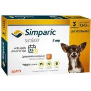 Antipulgas Simparic 5 mg para Cães 1,3 a 2,5 Kg - Zoetis
