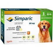 Antipulgas Simparic 80 mg para Cães de 20,1 a 40 Kg - Zoetis