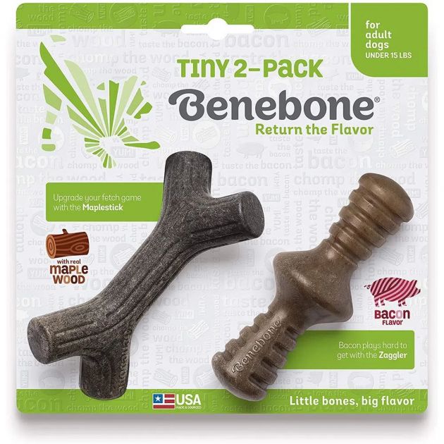 Benebone Tiny 2 Pack Maplestick (Maple wood) + Zaggler (Bacon)