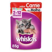 Ração Úmida Whiskas Sachê Carne ao Molho para Gatos Filhotes - 85 g