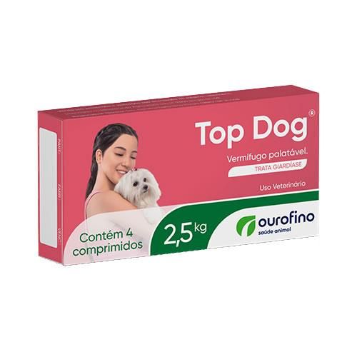 Vermifugo Ourofino Top Dog para Cães de até 2,5 Kg - 4 Comprimidos